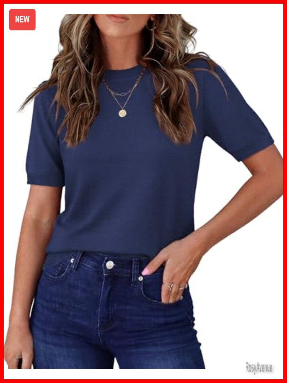 Short Sleeve Sweater Lightweight Crewneck Business Casual Pullover Top